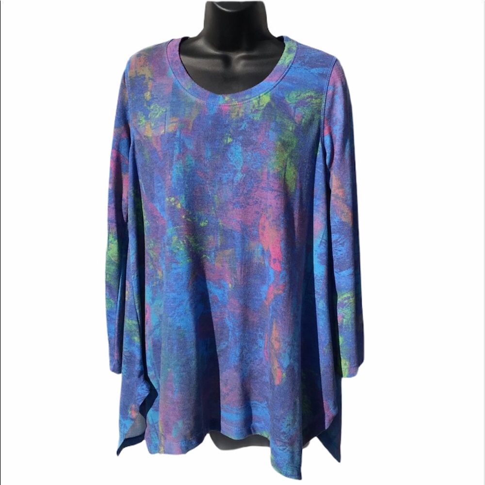 Philosophy shark bite tie dye tunic Large L Top